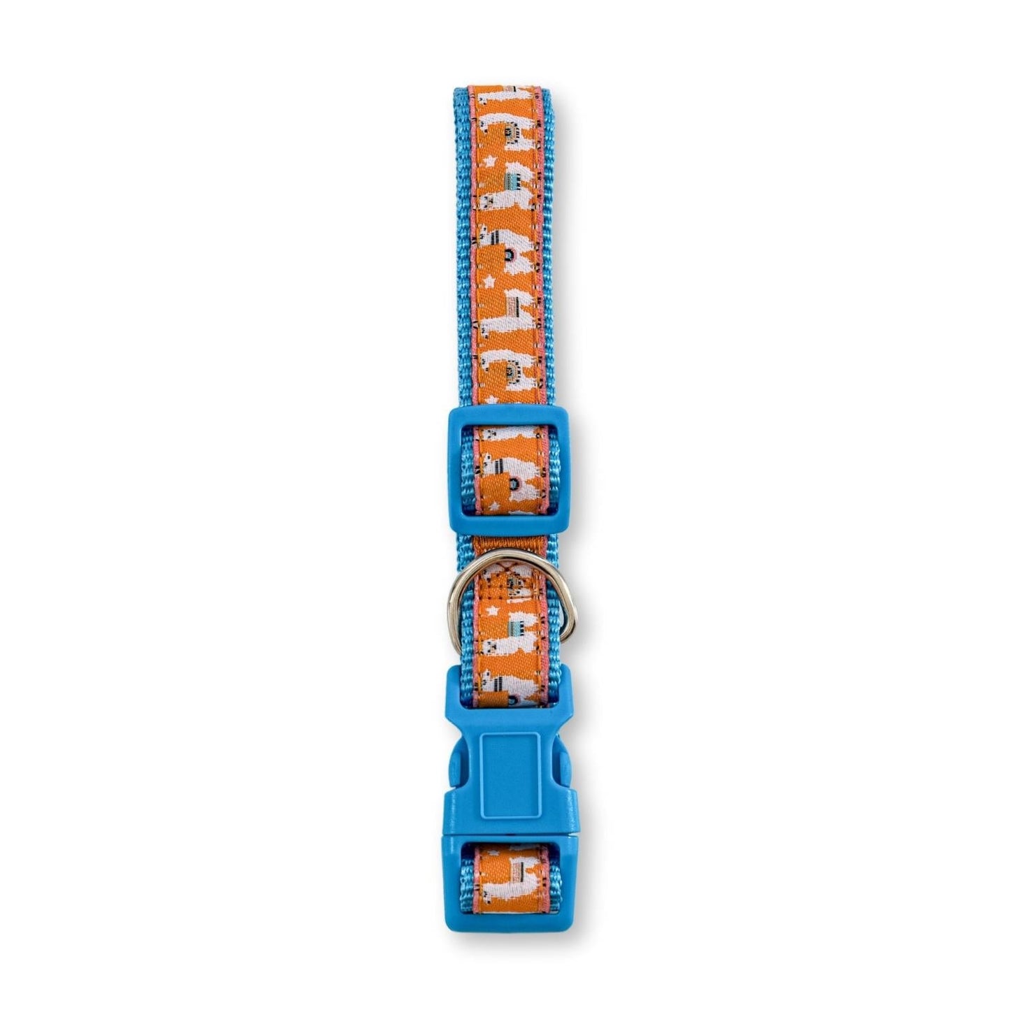 Nylon Dog Collar with Embroidered Llama Design, Adjustable, Comfortable & Secure Fit