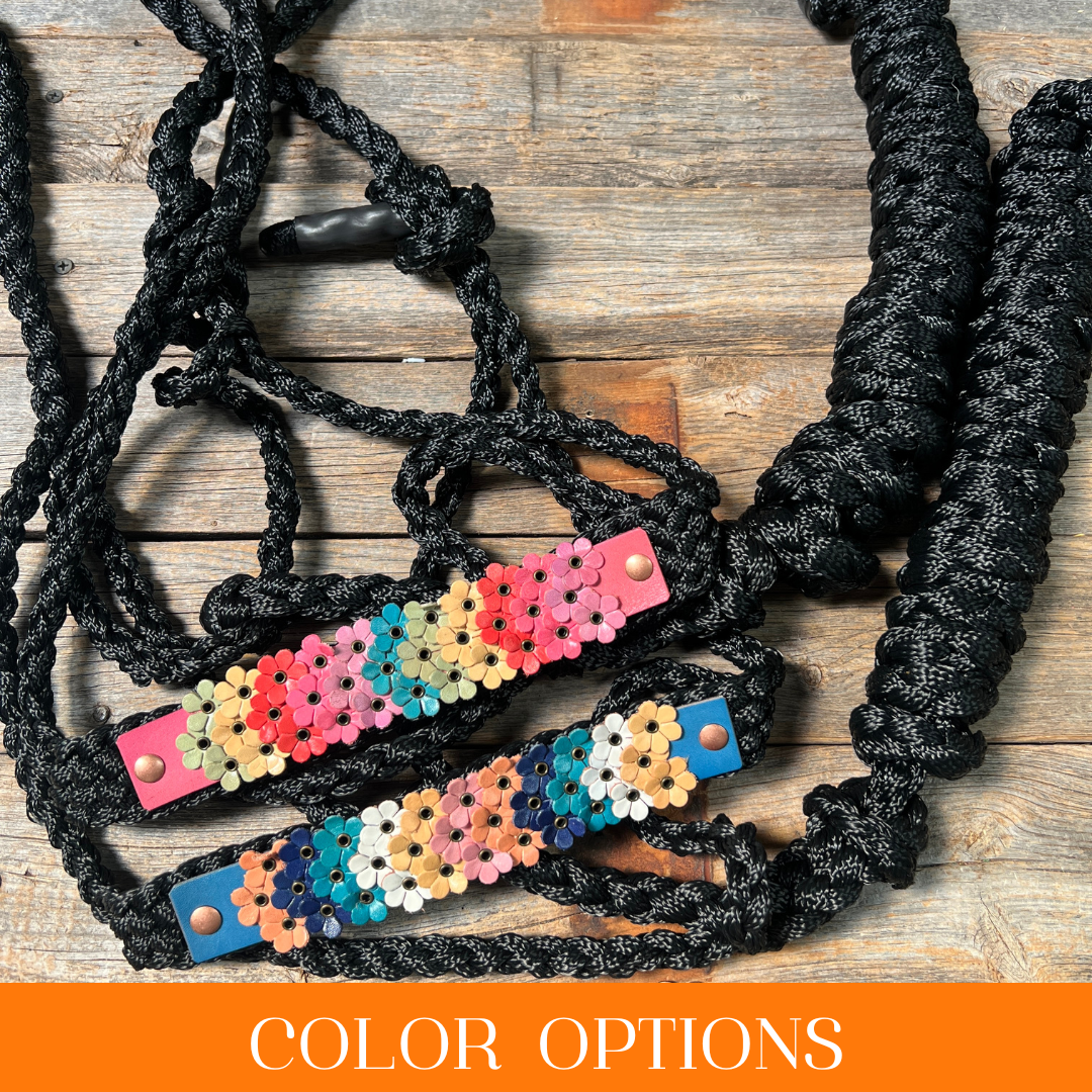 Black Mule Tape Triple Flower Halter