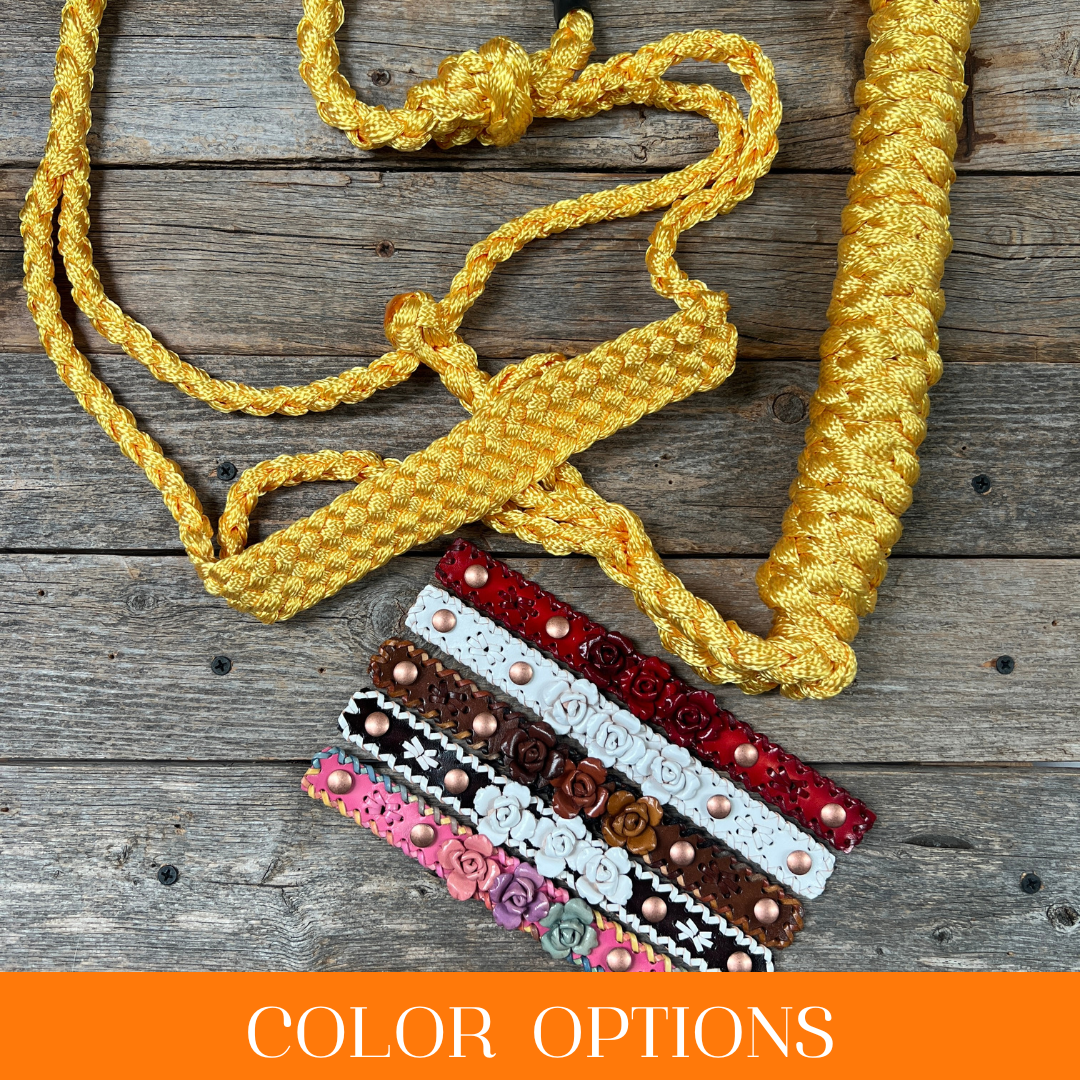 Yellow Mule Tape Rose Halter