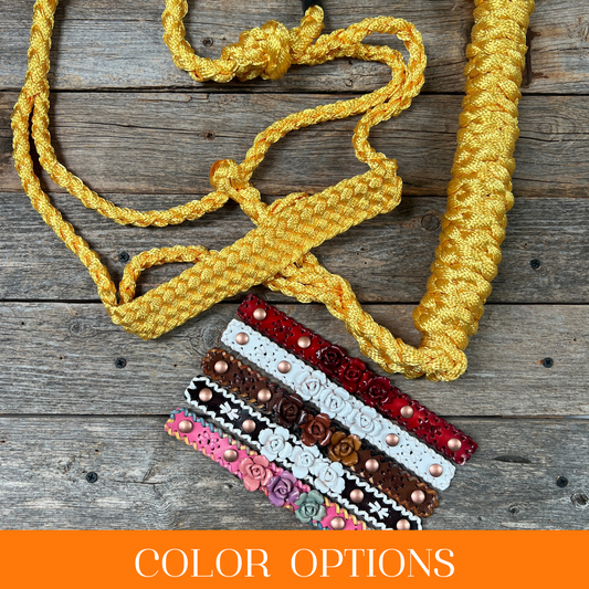 Yellow Mule Tape Rose Halter
