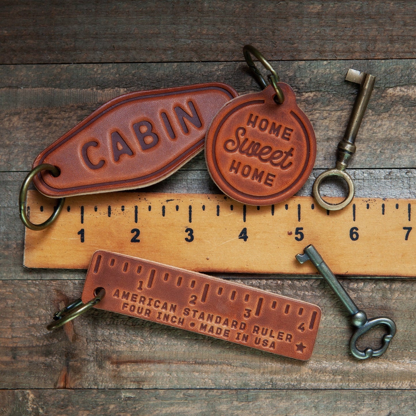 Key West Leather Keychain Motel Style