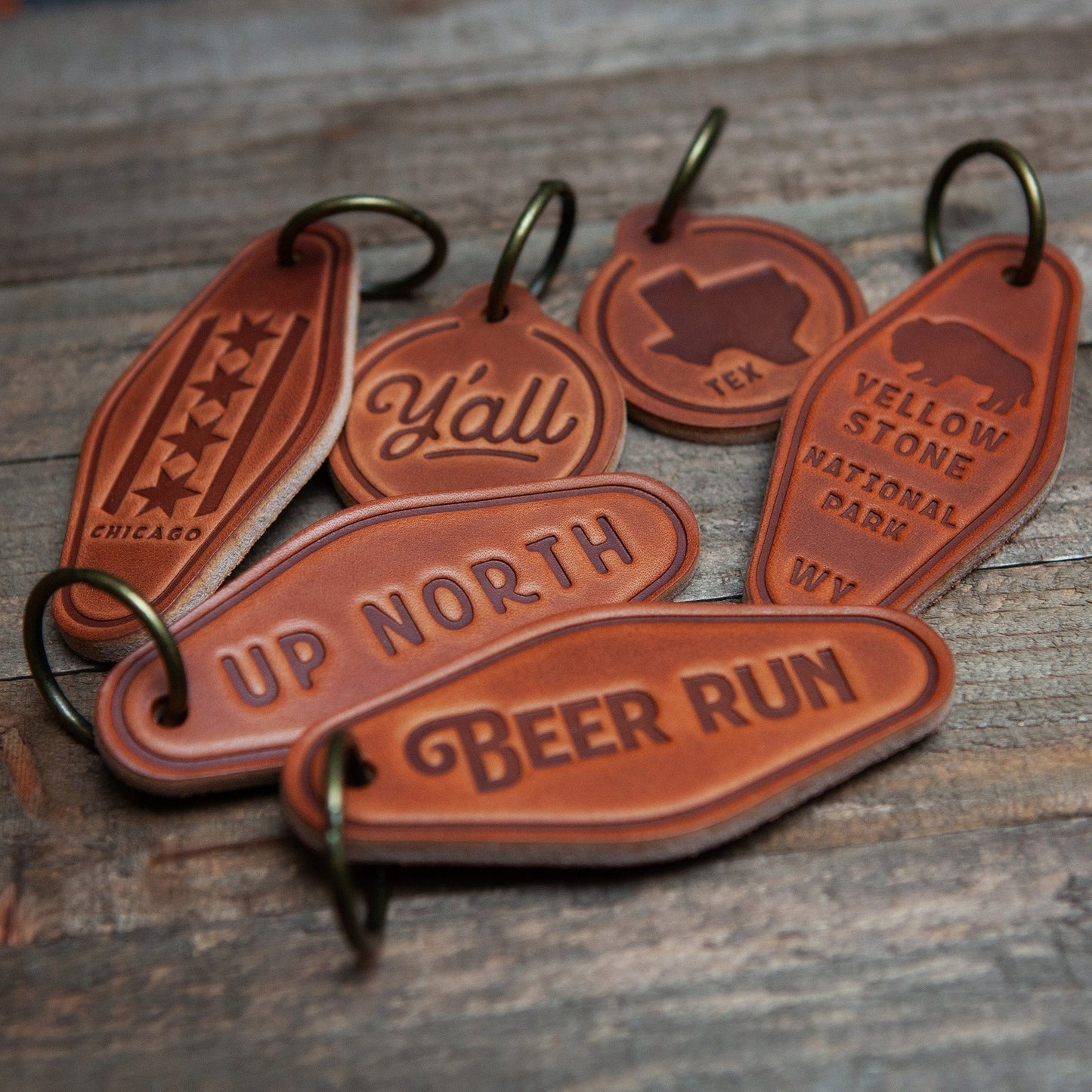Salt Lake City Utah Leather Keychain Motel Style