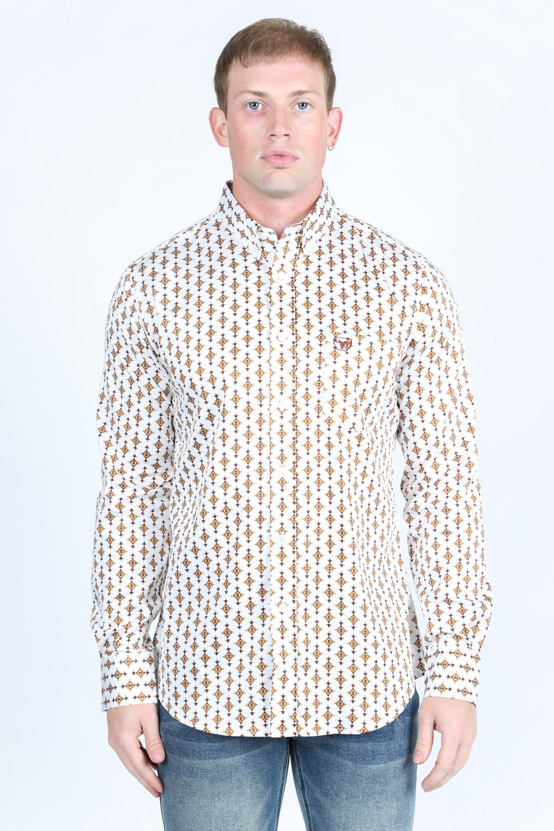 Mens Satin Cotton/Spandex Modern Fit Long Sleeve Shirt