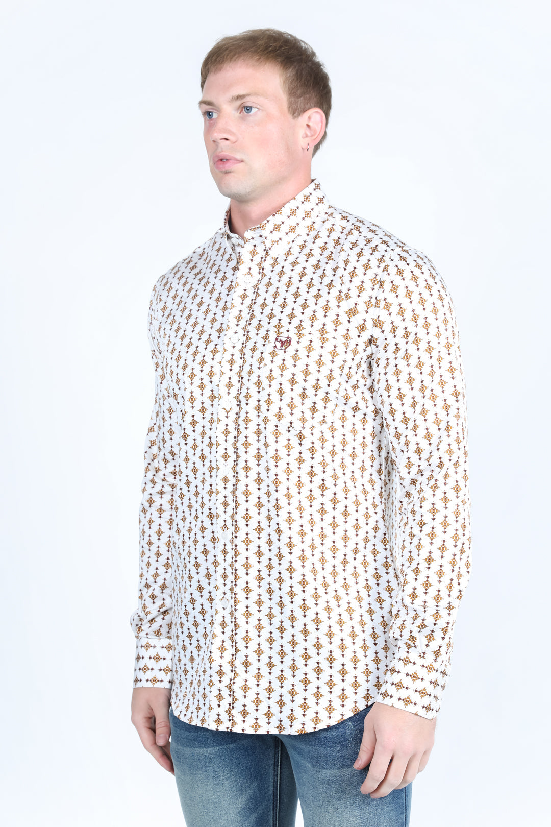 Mens Satin Cotton/Spandex Modern Fit Long Sleeve Shirt
