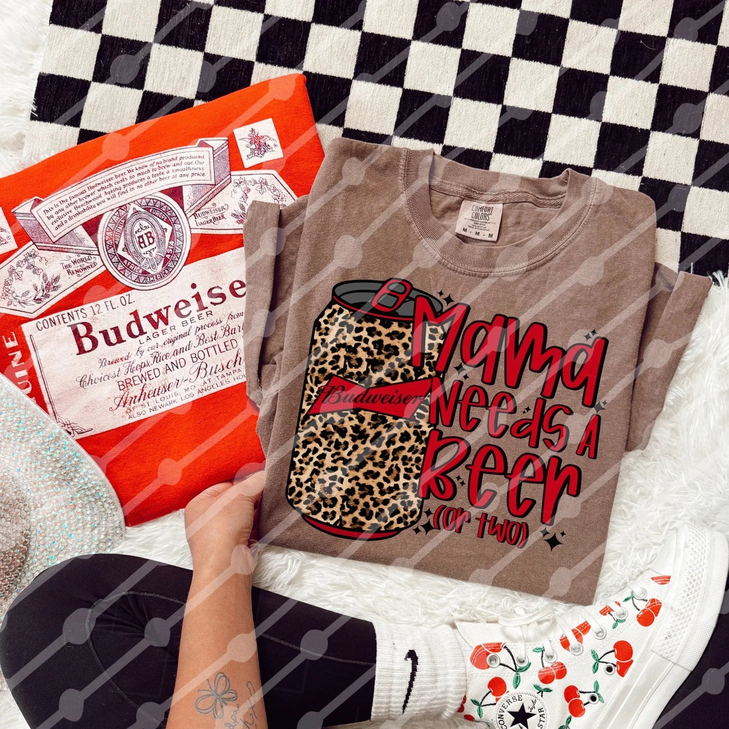 Mama needs a beer Budweiser leopard tee or sweatshirt
