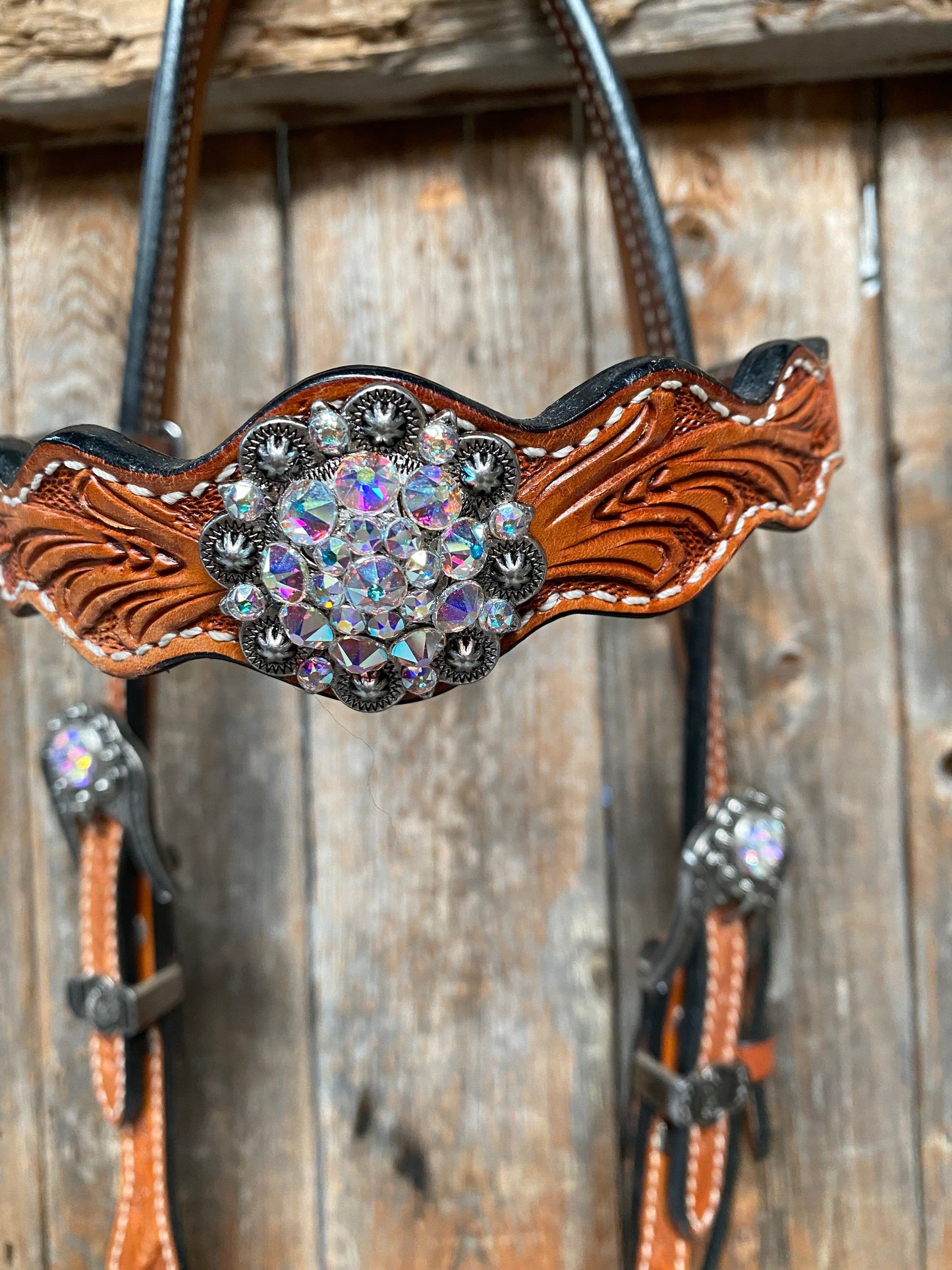 Light Oil and Antique Silver Browband & Breastcollar Tack Set #BBBC431