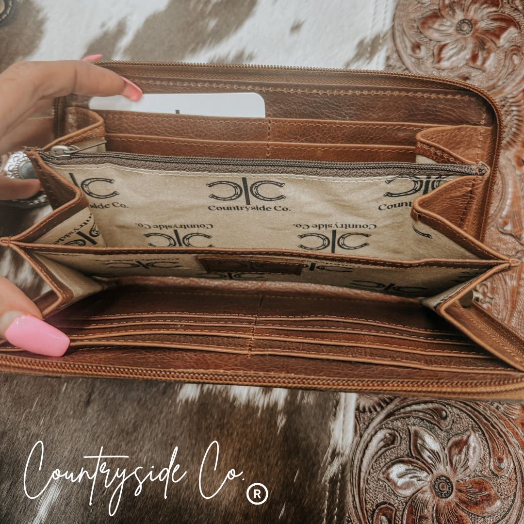 Juliet Tooled Leather Cowhide Wallet by Countryside Co.