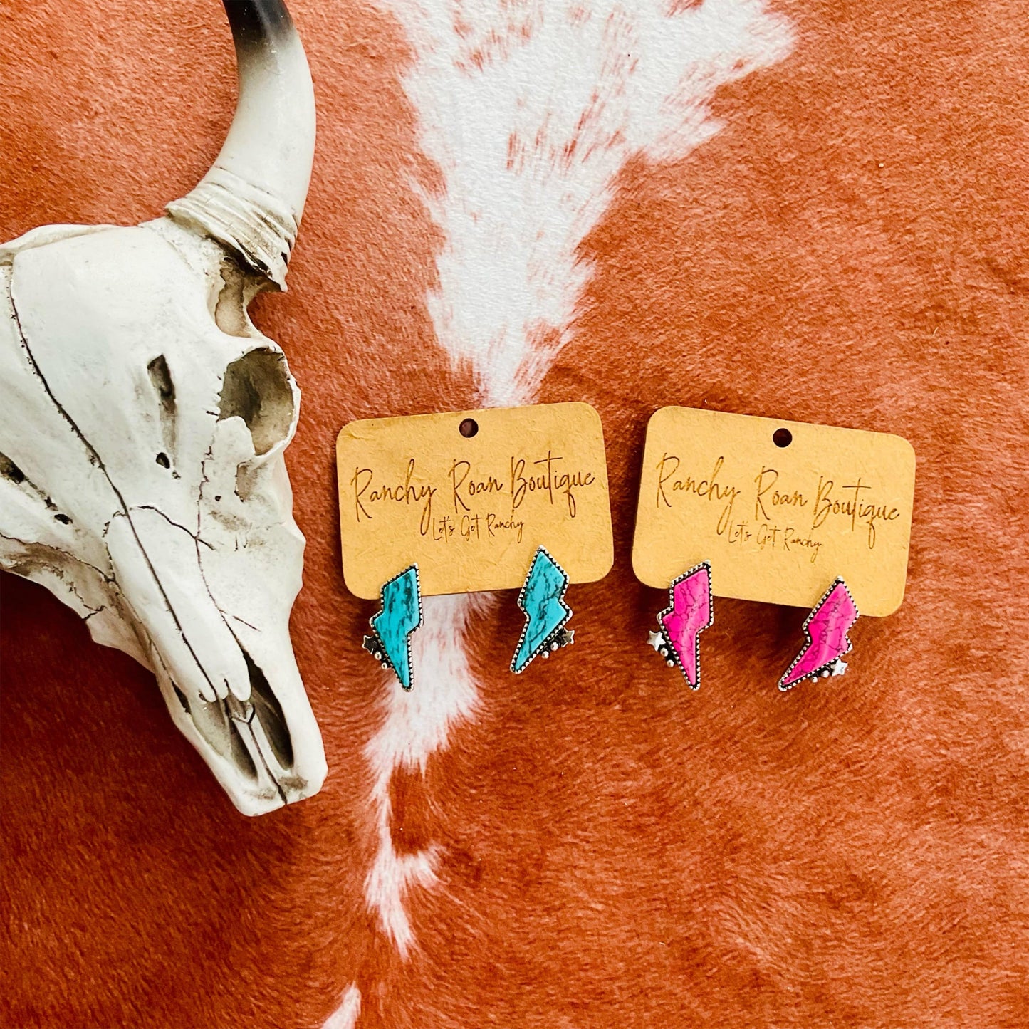 Neon Lightning Bolt Western Earrings