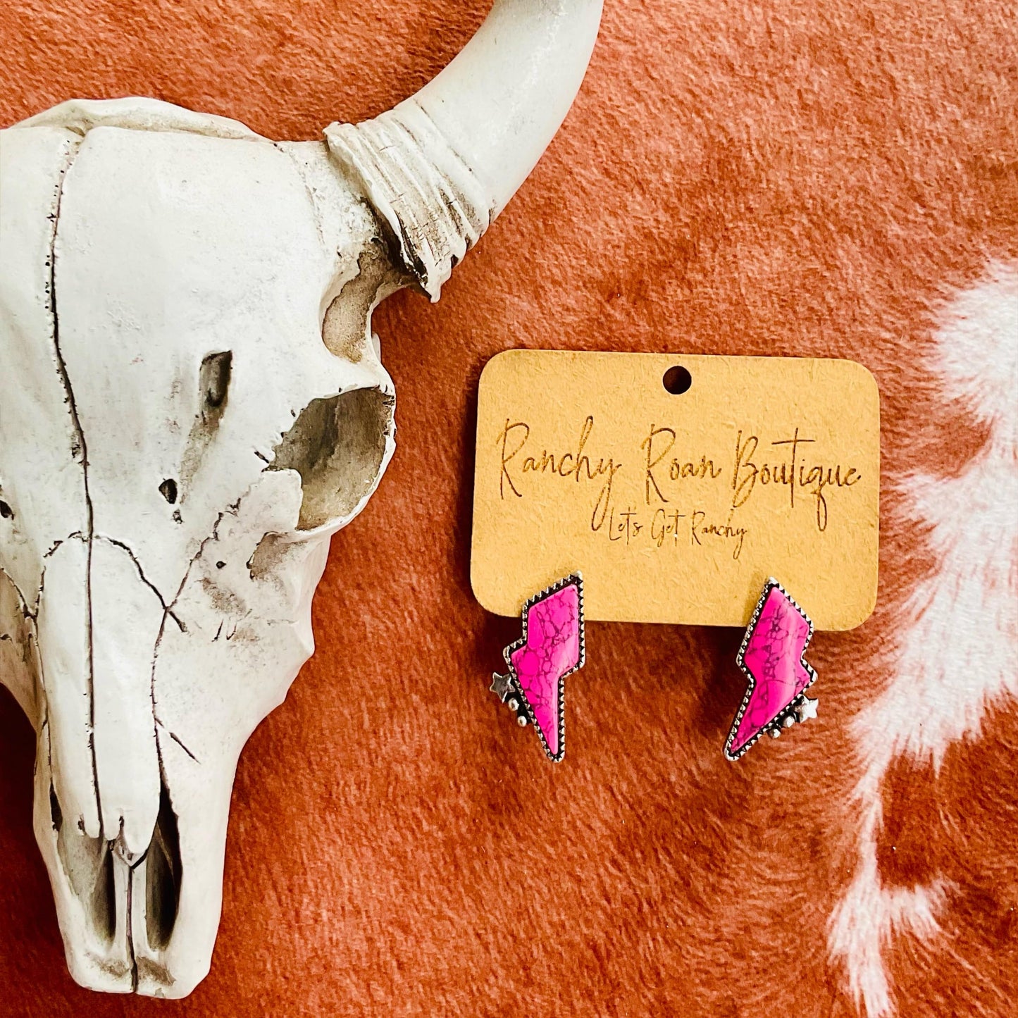 Neon Lightning Bolt Western Earrings