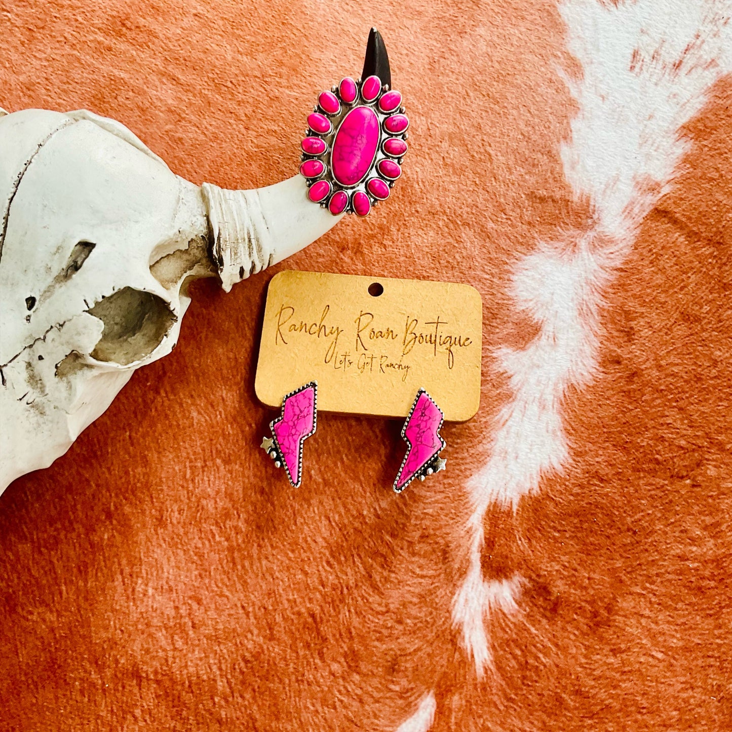 Neon Lightning Bolt Western Earrings
