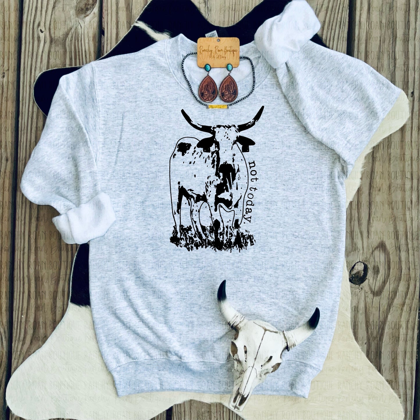 Not Today Bull Western Graphic Sweatshirt