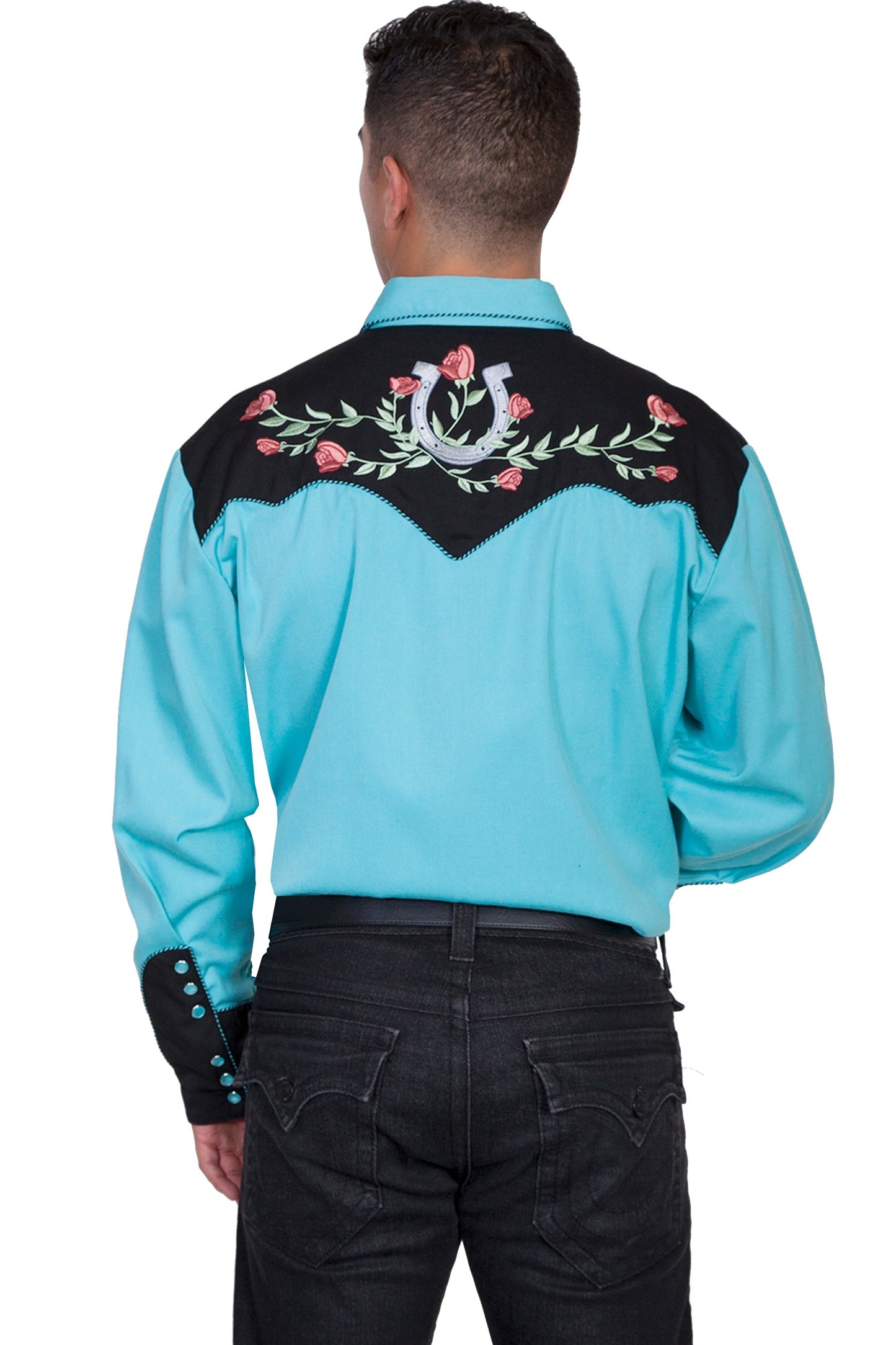Horseshoe Rose Embroidery Shirt - P-660