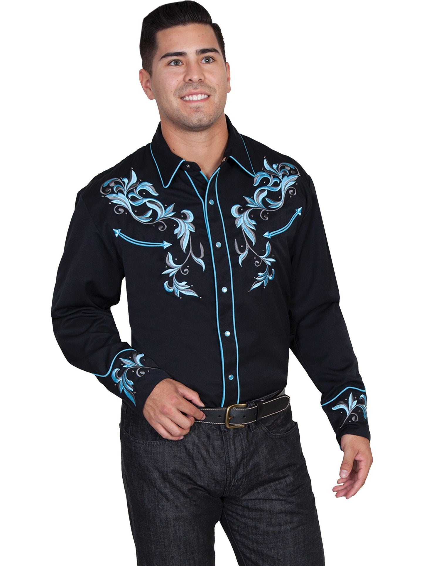 Embroidered Scroll W/studs - P-844