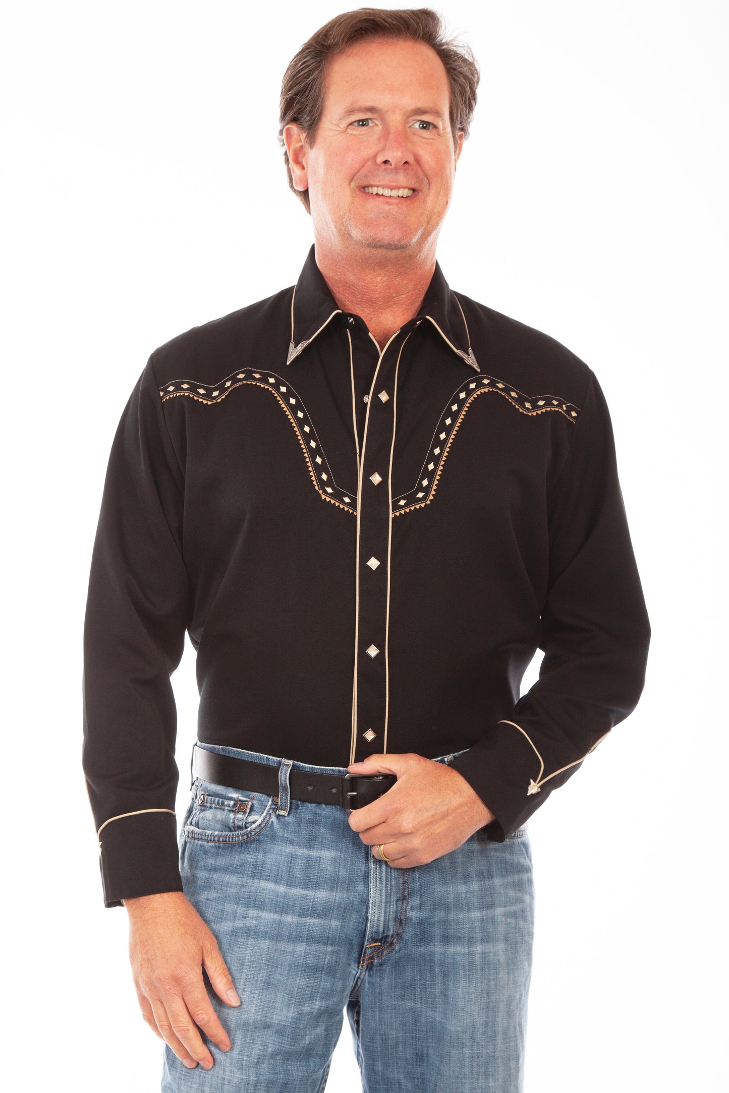 Diamond Yoke Emb. Shirt - P-898