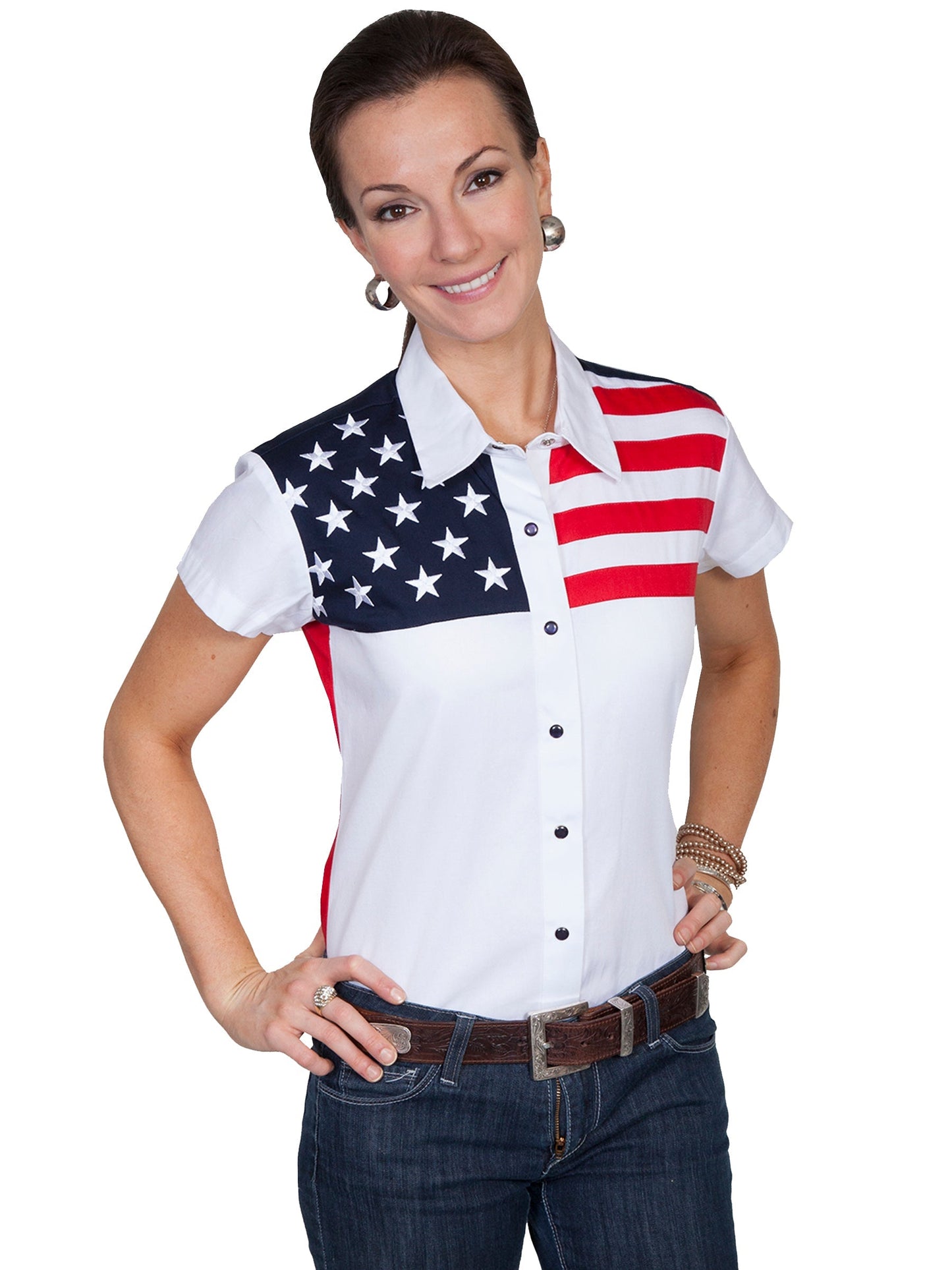 Capsleeve Color Block Blouse - PL-756SS