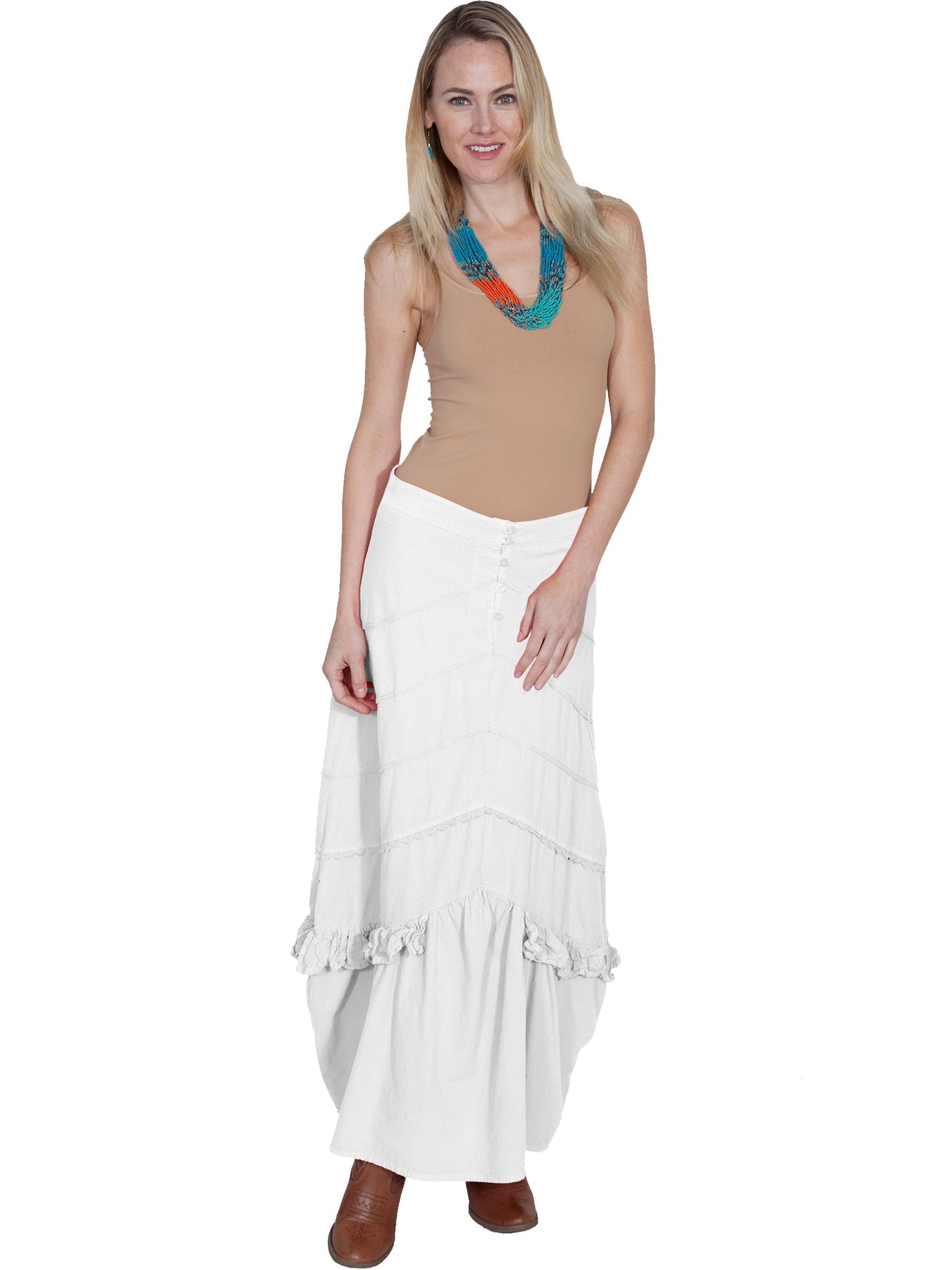 Button Front Multi Panel Skirt - PSL-159