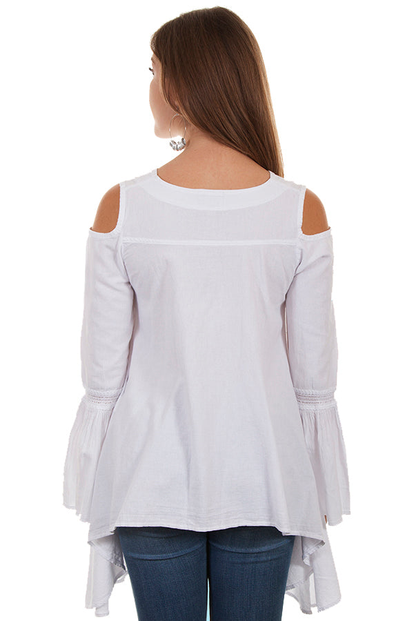 Tie Front Cold Shoulder Bell Sleeve - PSL-230