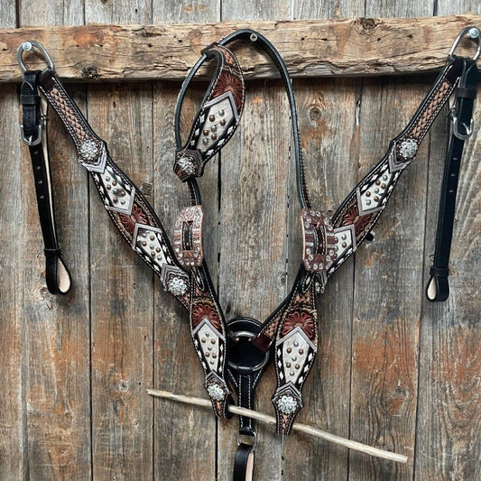 Cowhide Clear Browband/One Ear Tack Set #BBBC472