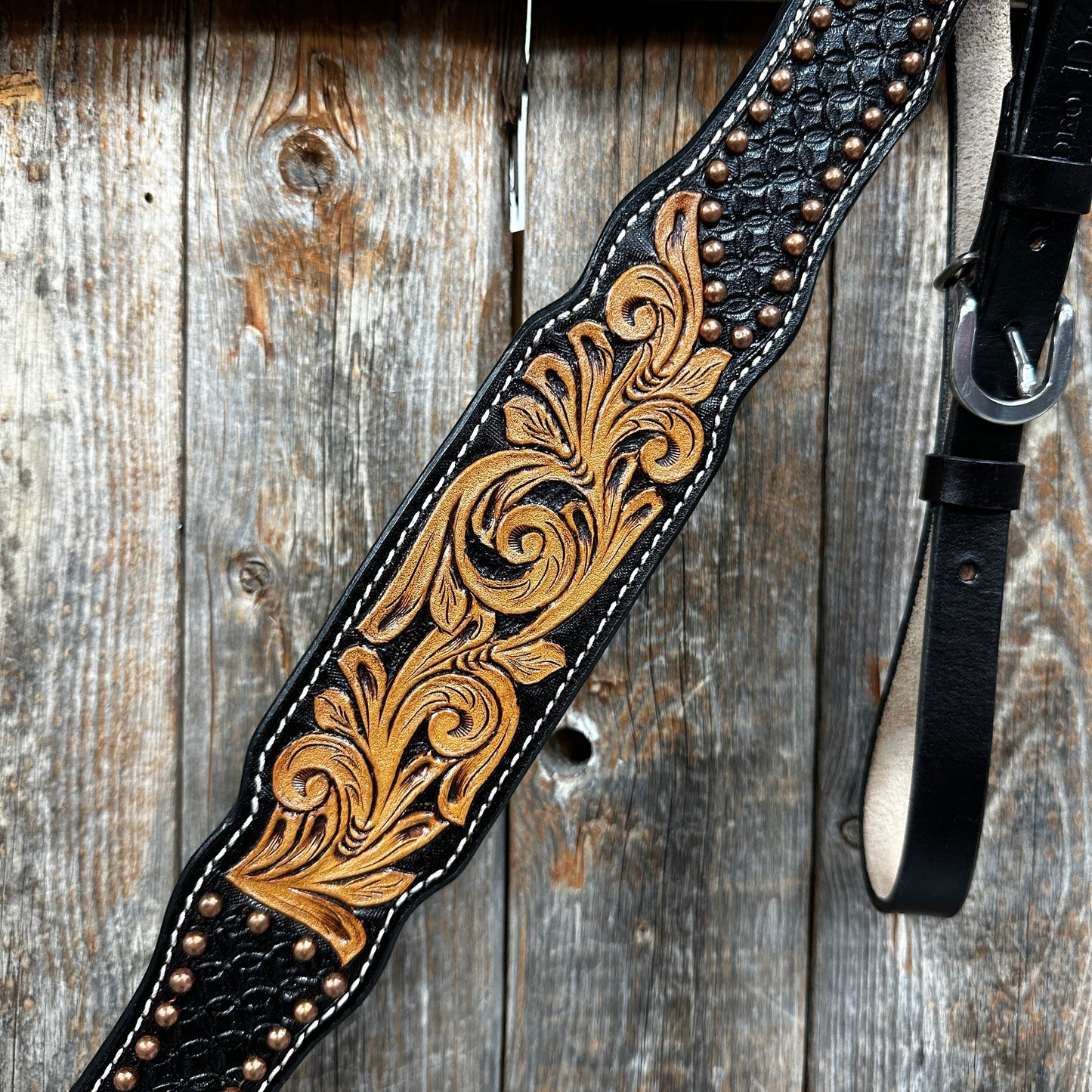 Copper Dot and Floral Headstall/Breastcollar Tack Set