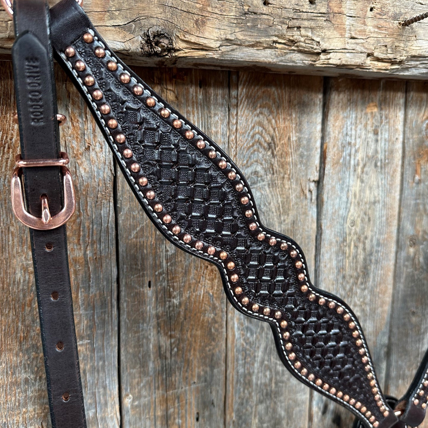 Dark Oil Honeycomb Tooled with Copper Dots Tack Sets