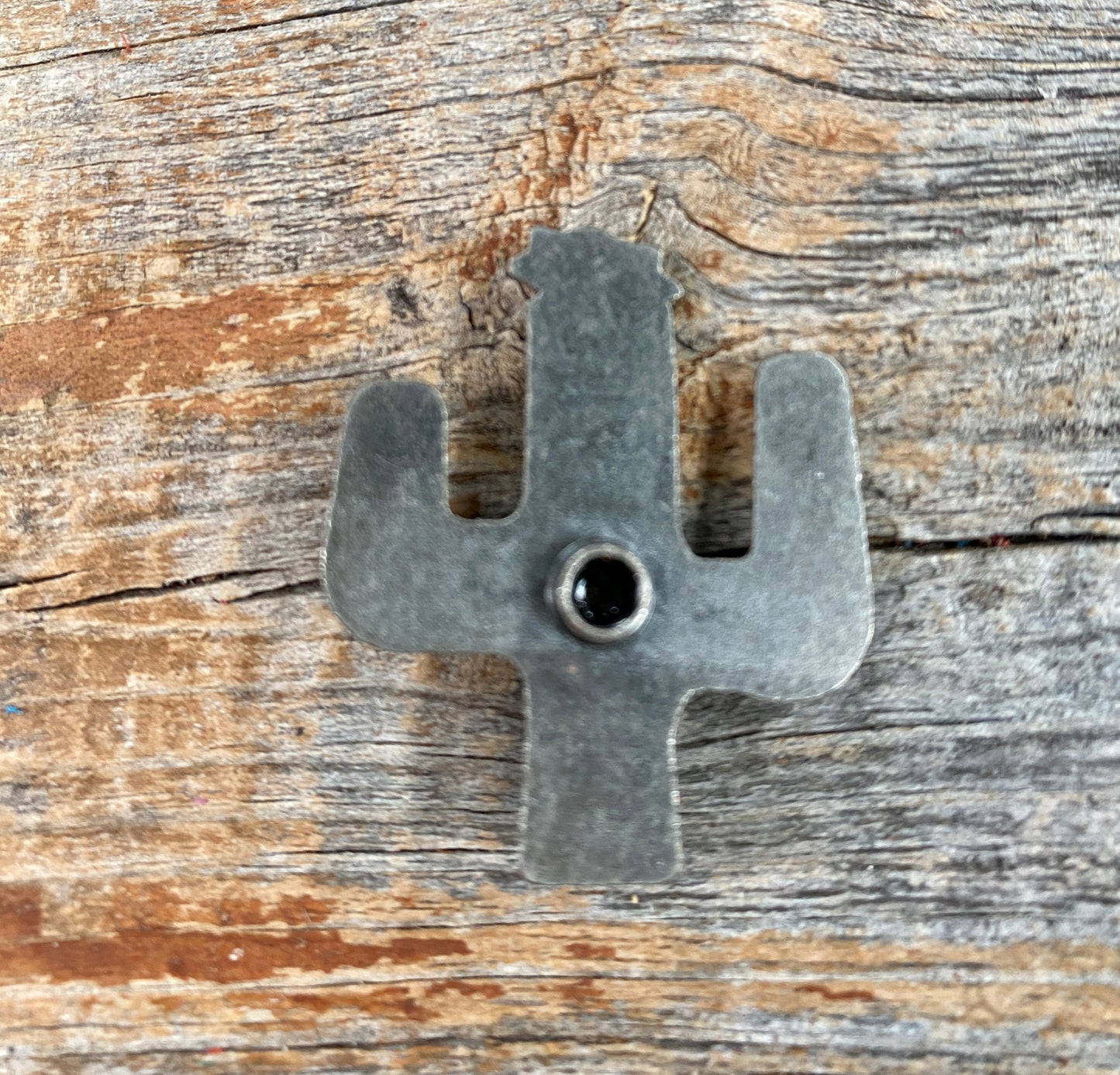 Antique Silver Turquoise Cactus Concho 1.25" W178L