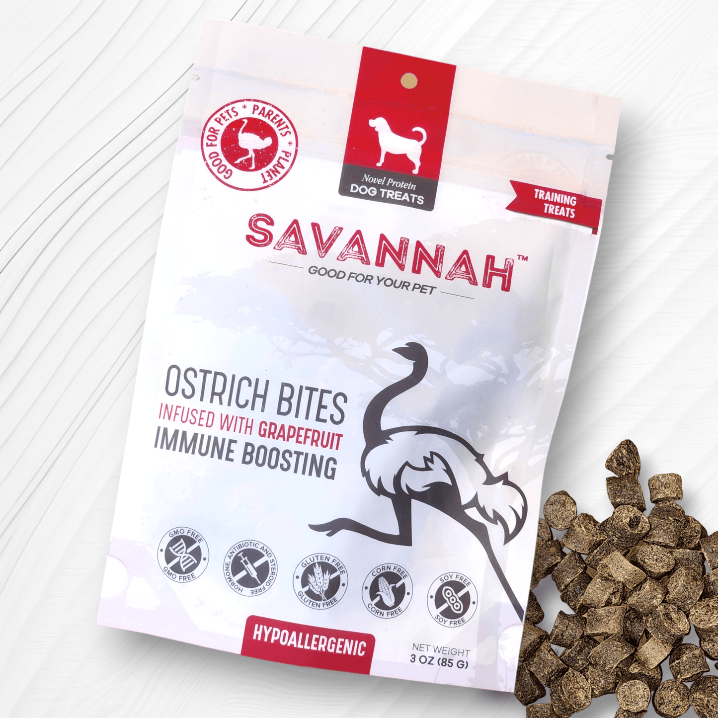 Ostrich Bites with Grapefruit (3oz): The Tasty, Immune-System Supporting Treat for Dogs