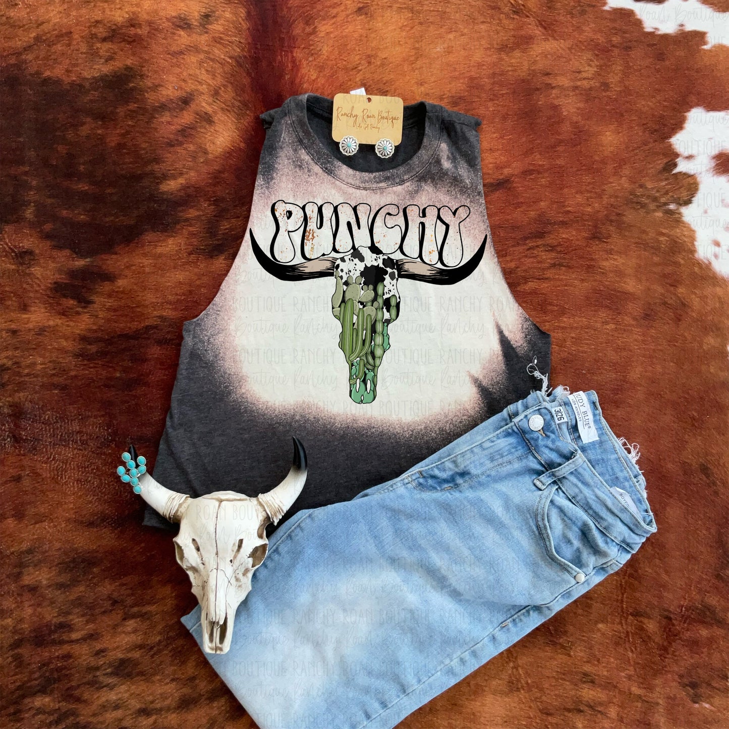 Punchy Cactus Graphic Western Crop Top
