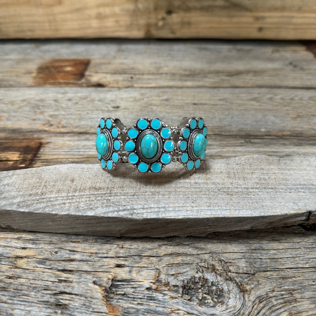 Ranch Style Silver Chunky Turquoise Fashion Bracelet