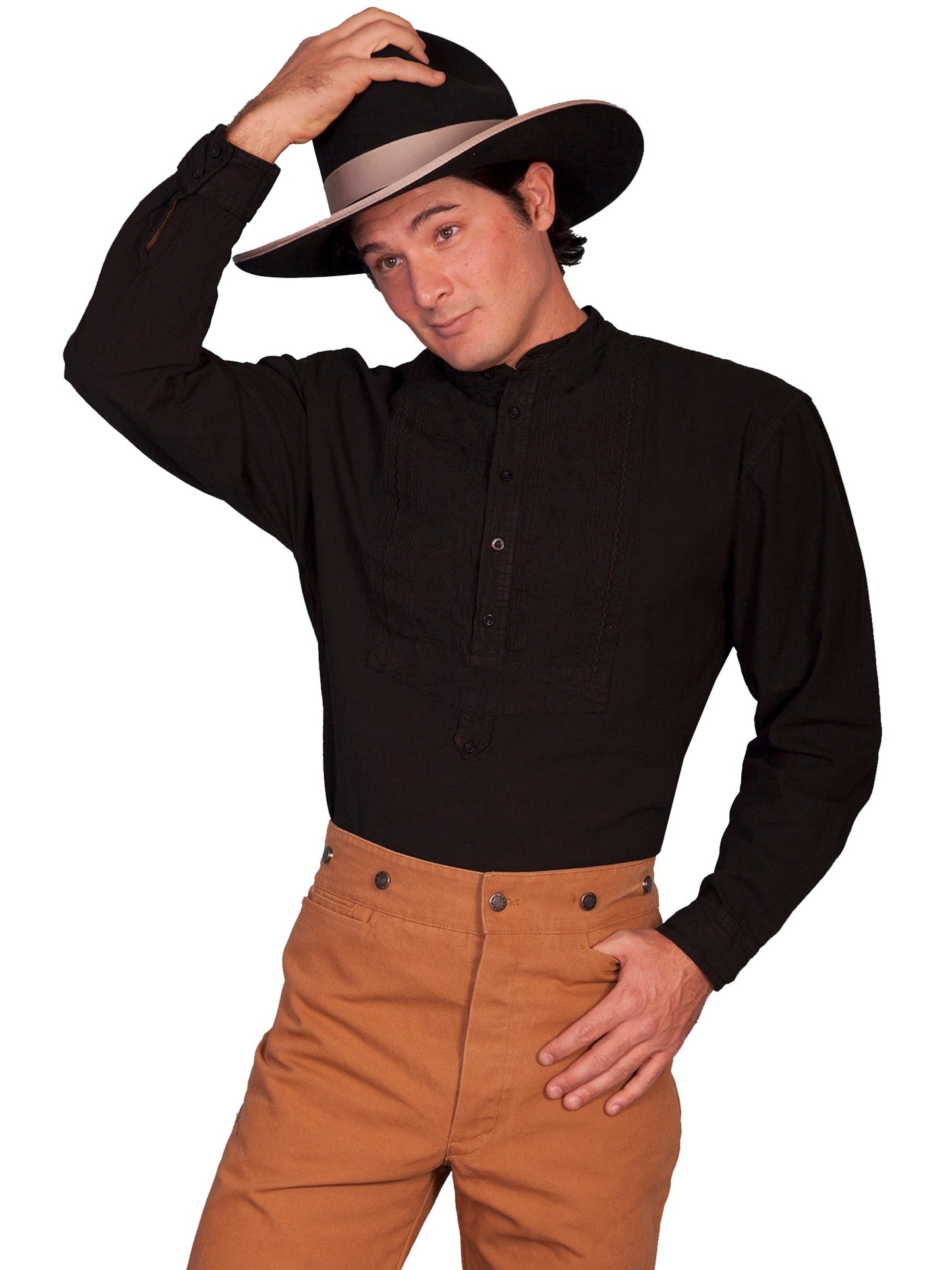 Shirt W/paisley Inset Bib - RW217