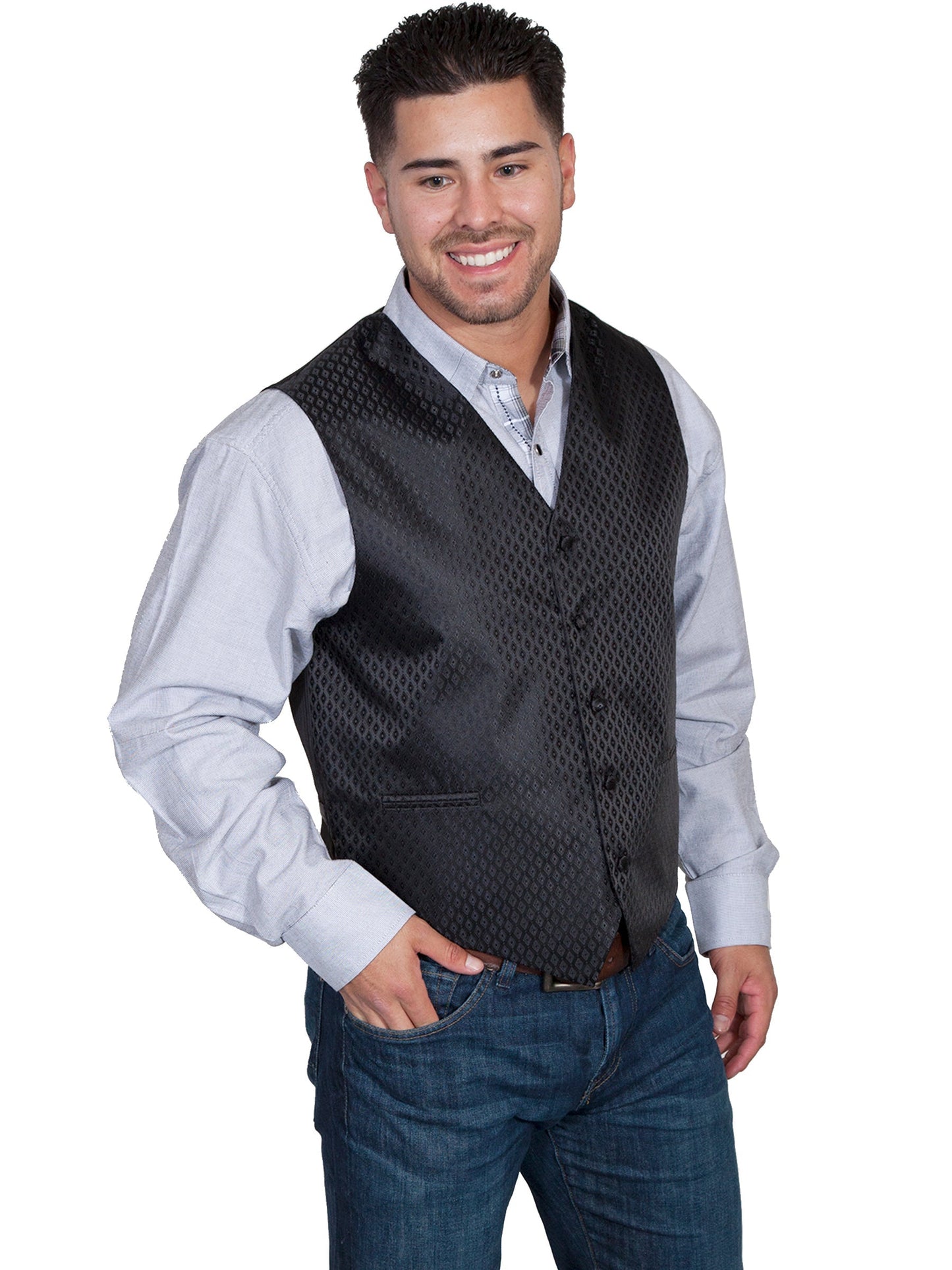 No Lapel Diamond Dot Vest - RW251NX