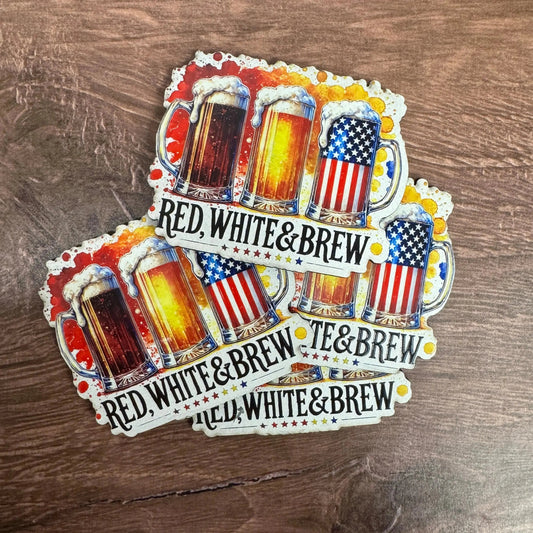 Red, White, and Brew | UV Printed Leather Hat Patch