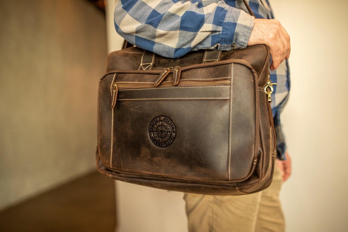 "Greenhead" An Original Bottomland Full Grain Buffalo Leather Briefcase