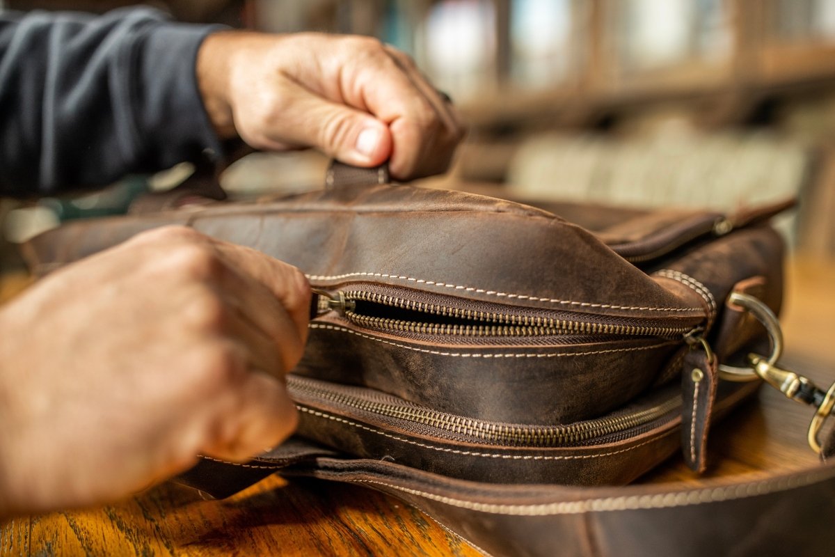 "Greenhead" An Original Bottomland Full Grain Buffalo Leather Briefcase