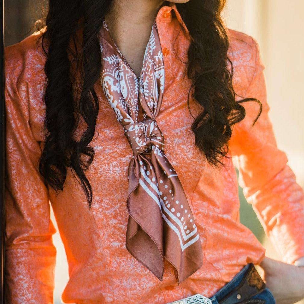 35X35" Copper Floral Paisley Wild Rag / Scarf WR3381