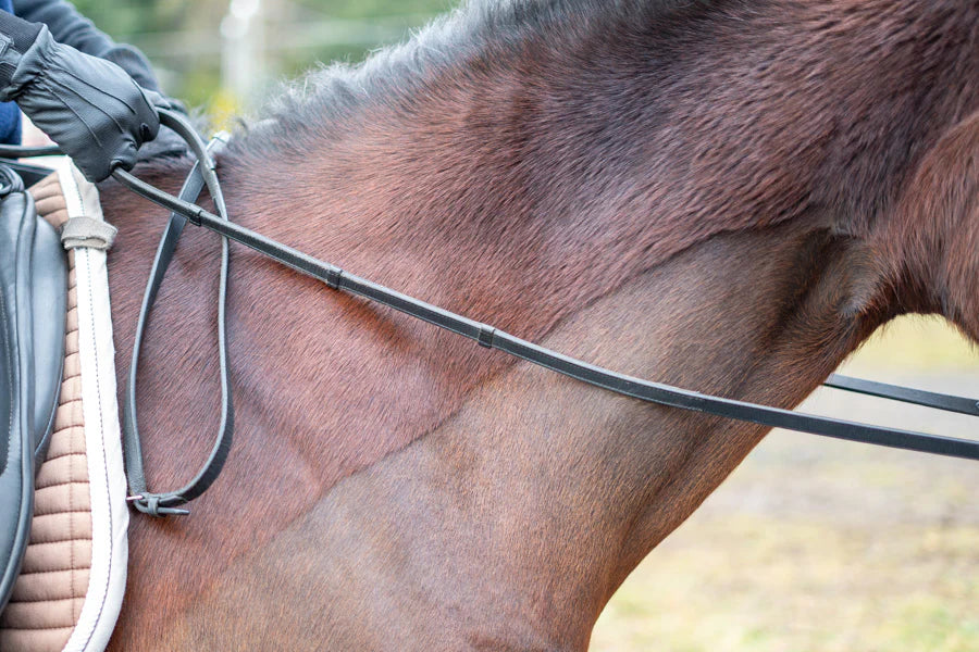 Rubber Lined Leather Reins with Stops