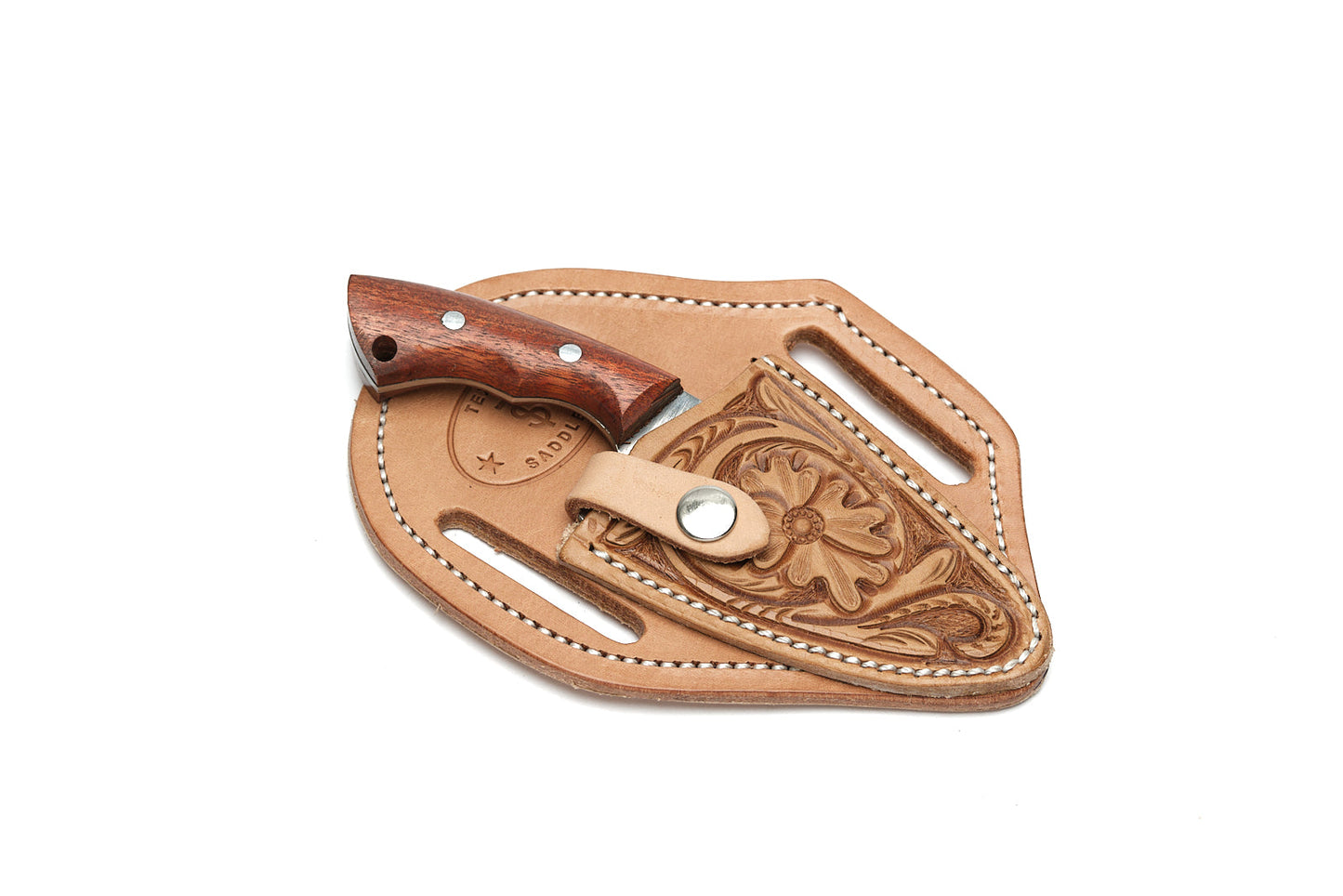 Tan Floral Knife Sheath with Knife