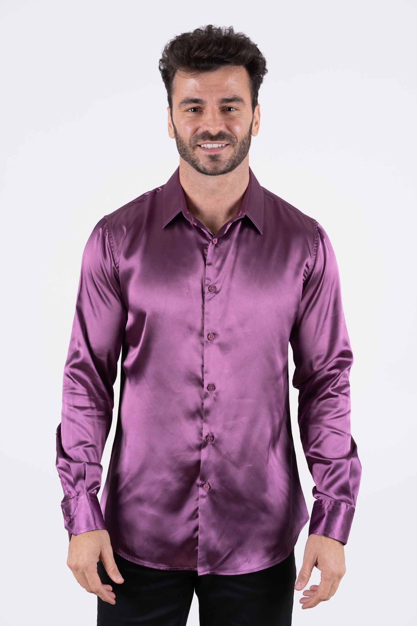 Men's Satin Mauve Dress Shirt