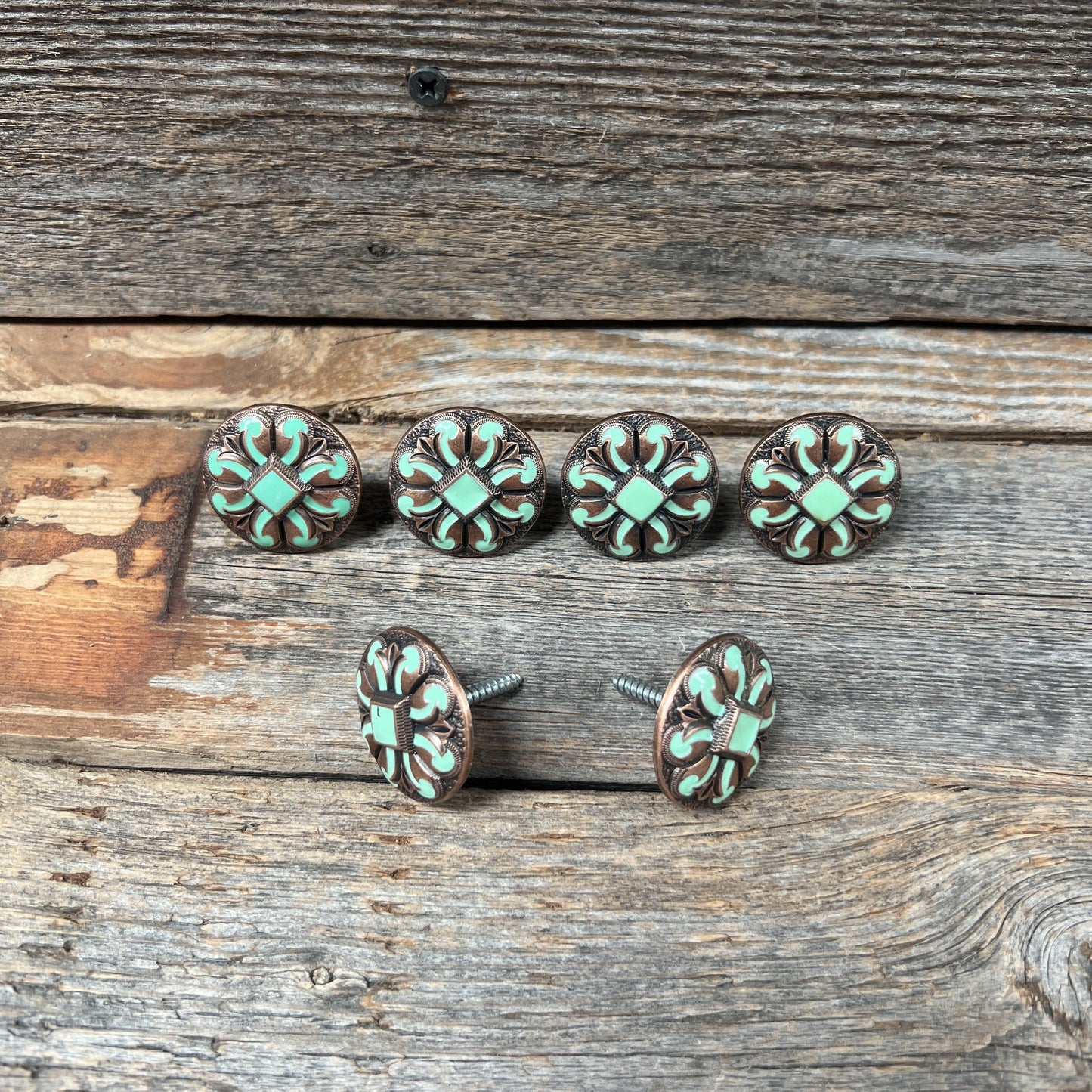 Copper Turquoise Fleur De Lis Western Concho W120