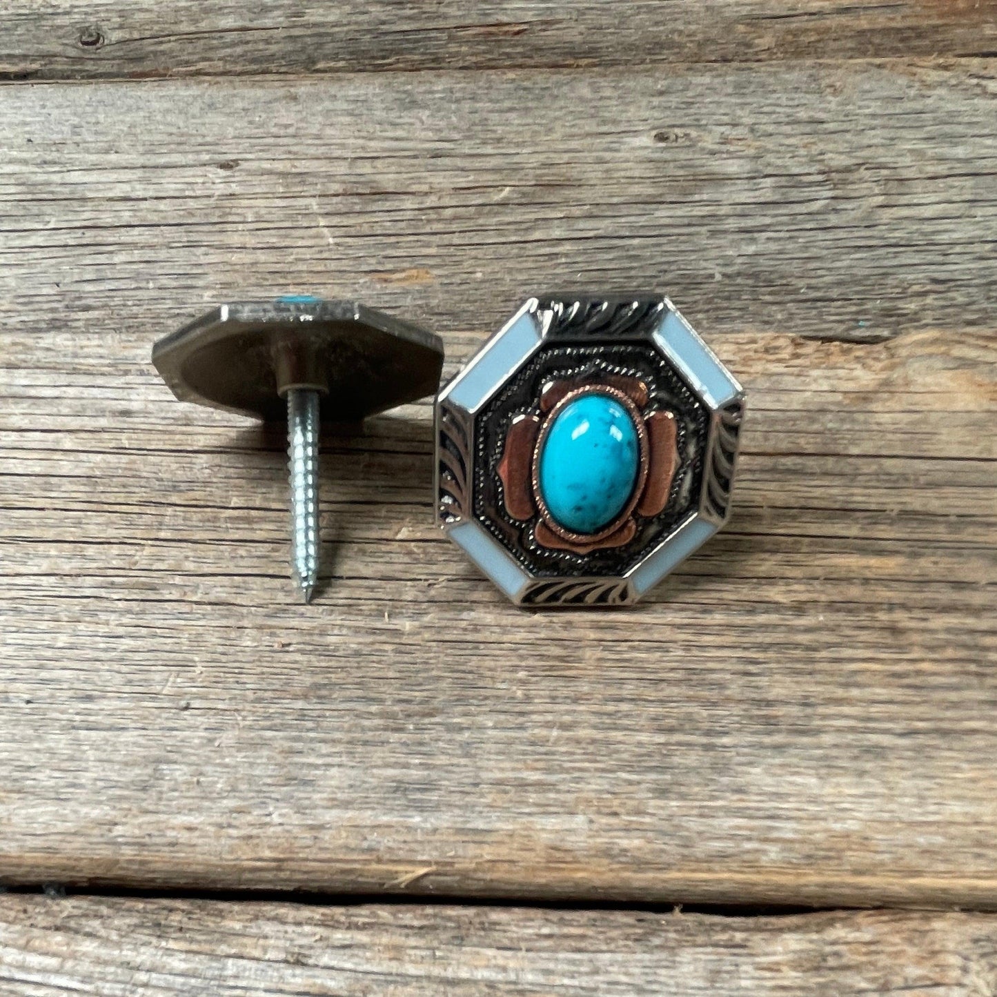 Octagon Turquoise and Blue Enamel Saddle Set SSW221L