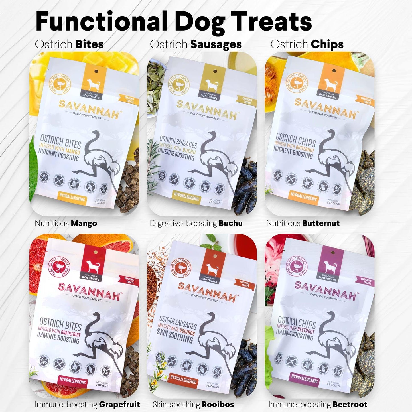Ostrich Bites with Grapefruit (3oz): The Tasty, Immune-System Supporting Treat for Dogs