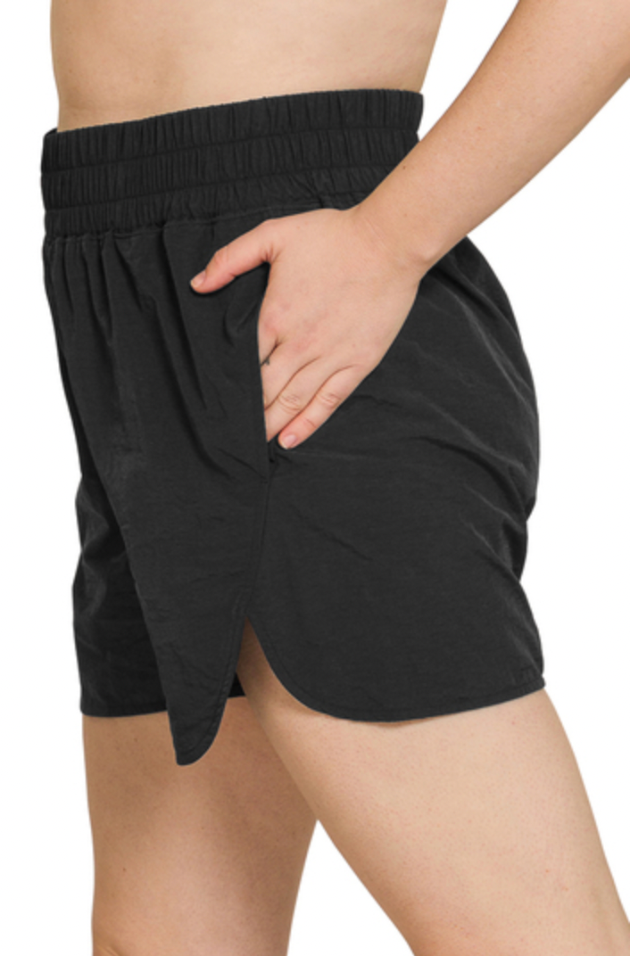 Black - Small-3X Wendy Windbreaker Shorts // Black