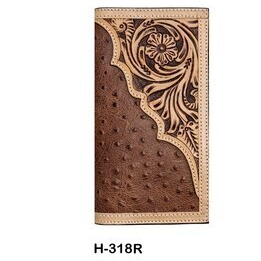 Wallet Rodeo Ostrich embossed with floral upper tooling