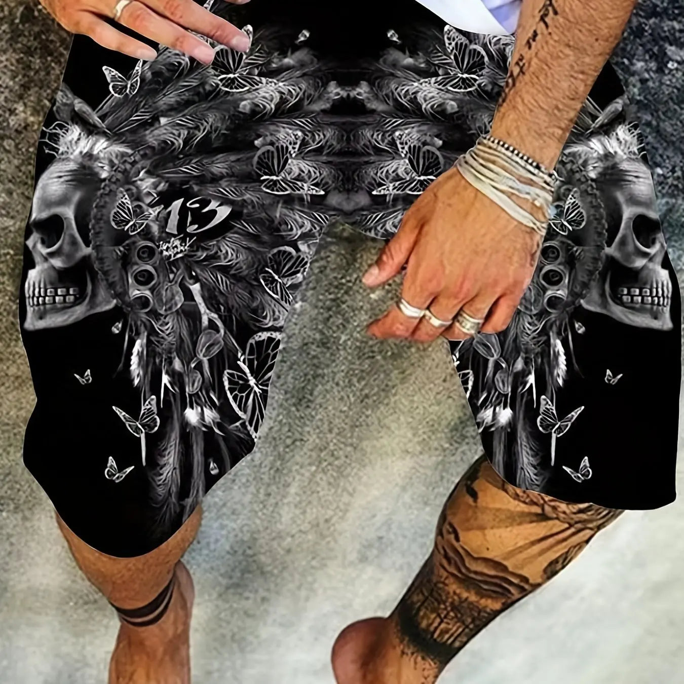 Spring Collection New Men's Summer Casual Shorts 3D Skull Print Creative Cool Street Vacation Polyester Soft BreathableBeach PantsSurfboard Shorts