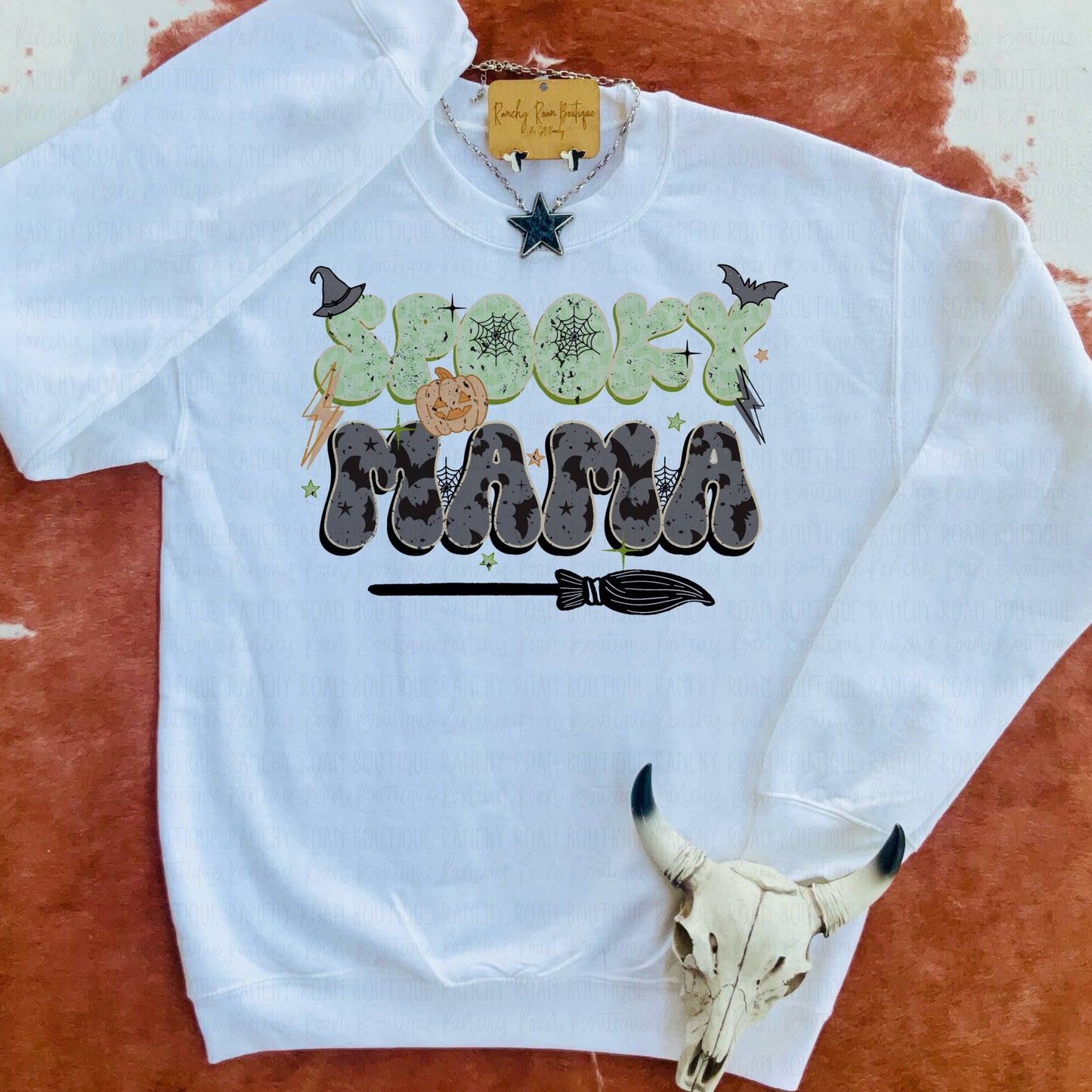 Spooky Mama Leopard Western Sweatshirt