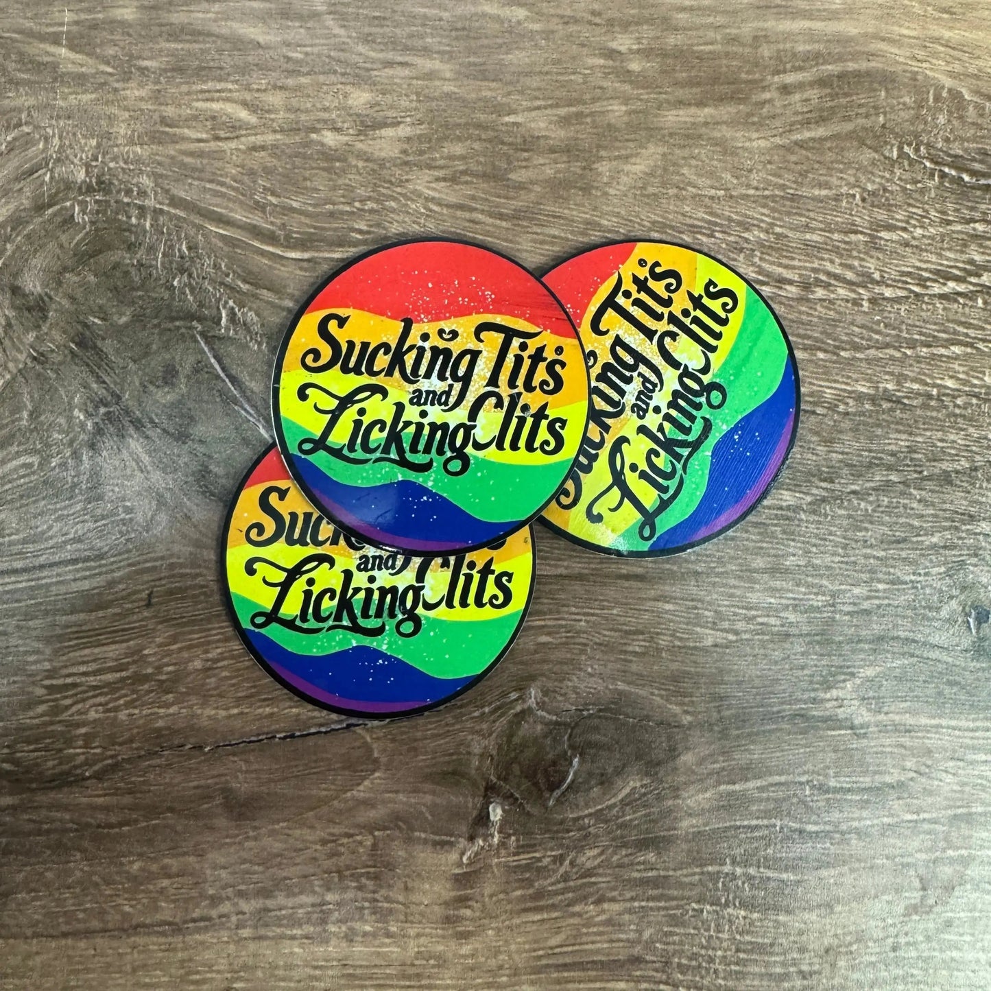 Sucking T's and Licking C's β Rainbow Version | UV Printed Leather Hat Patch