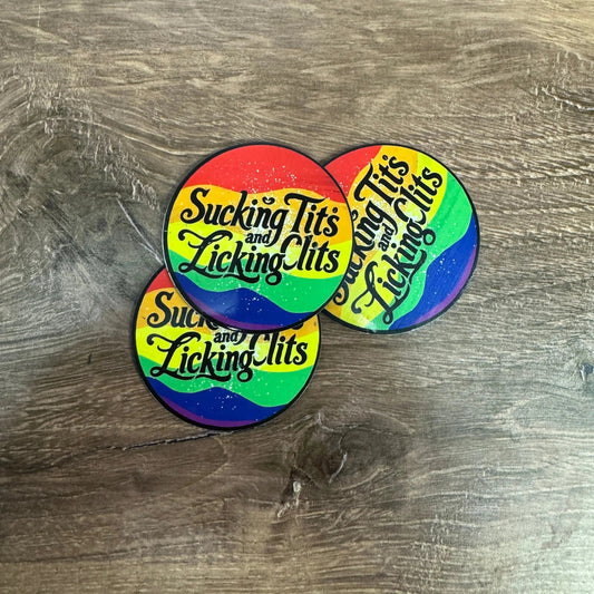 Sucking T's and Licking C's – Rainbow Version | UV Printed Leather Hat Patch