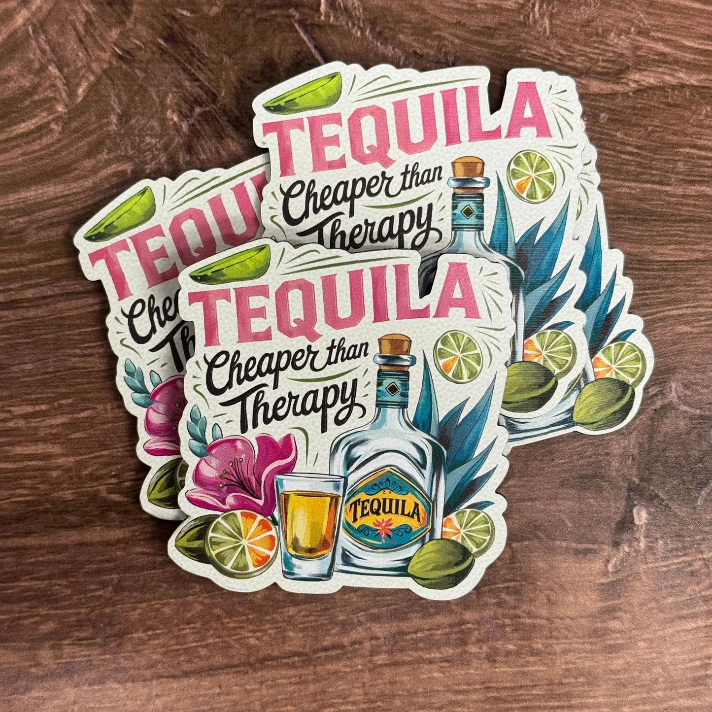 Tequila β Cheaper Than Therapy | UV Printed Leather Hat Patch