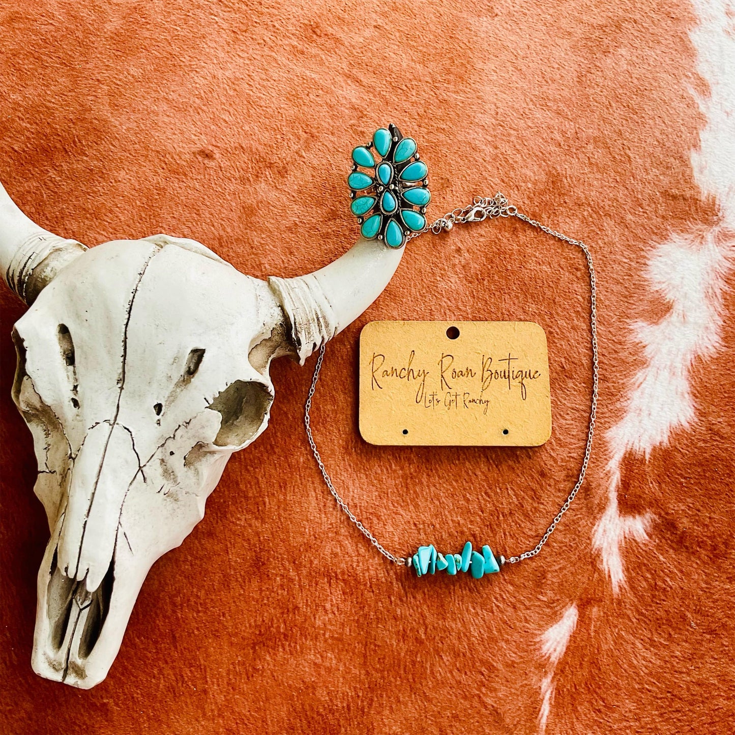 Turquoise Chip Stone Bar Western Necklace
