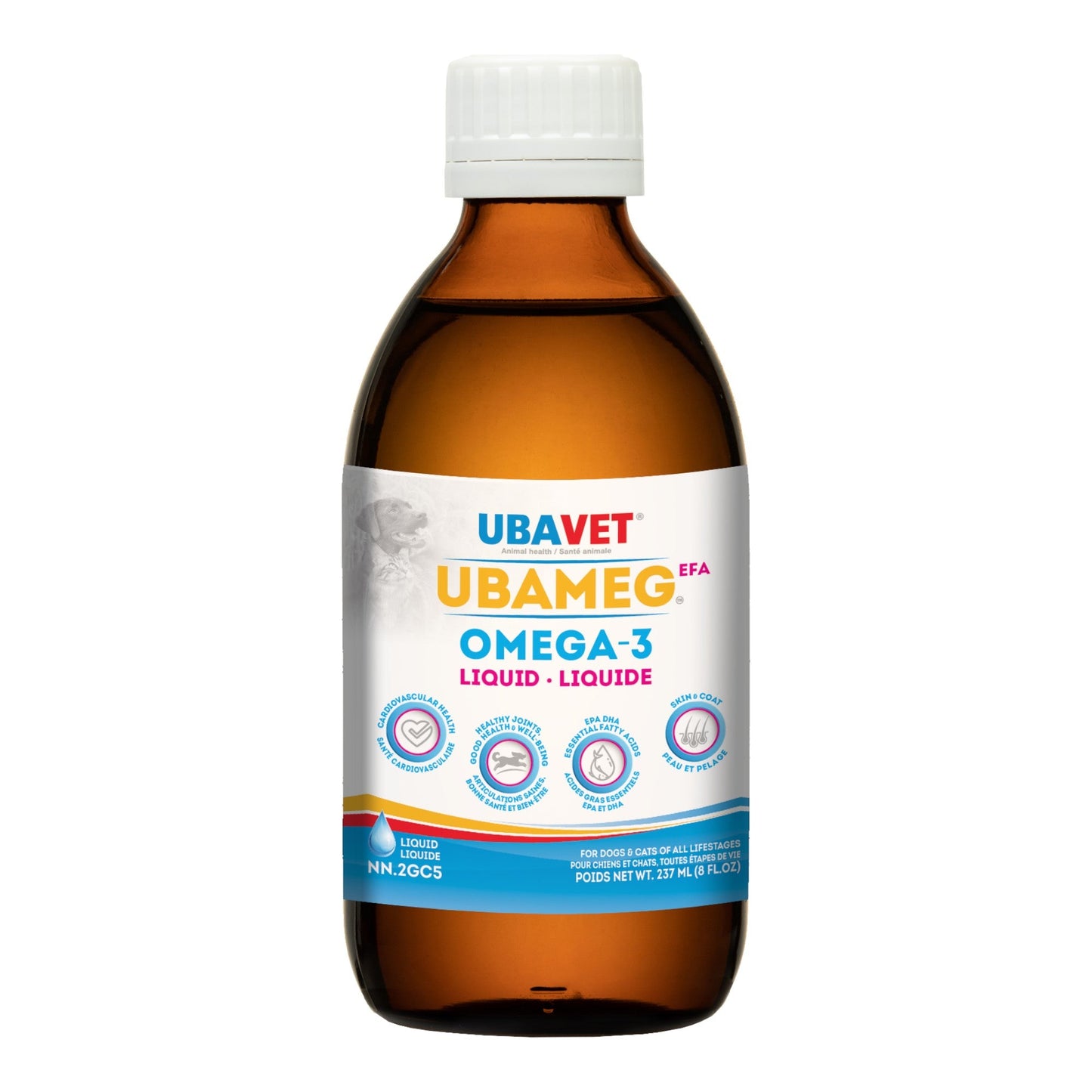 UBAVET Ubameg Omega-3 Fatty Acid Liquid for Dogs & Cats – (8 fl oz / 237ml)