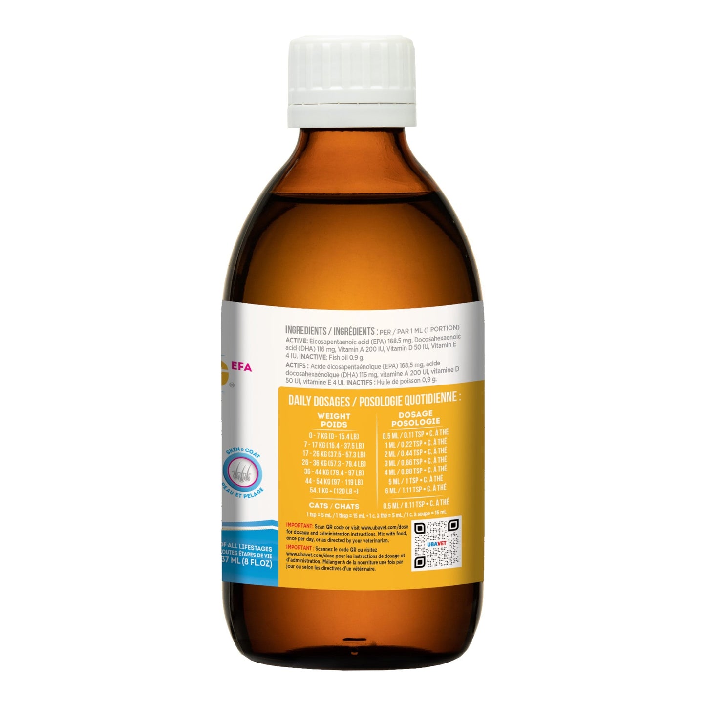 UBAVET Ubameg Omega-3 Fatty Acid Liquid for Dogs & Cats – (8 fl oz / 237ml)